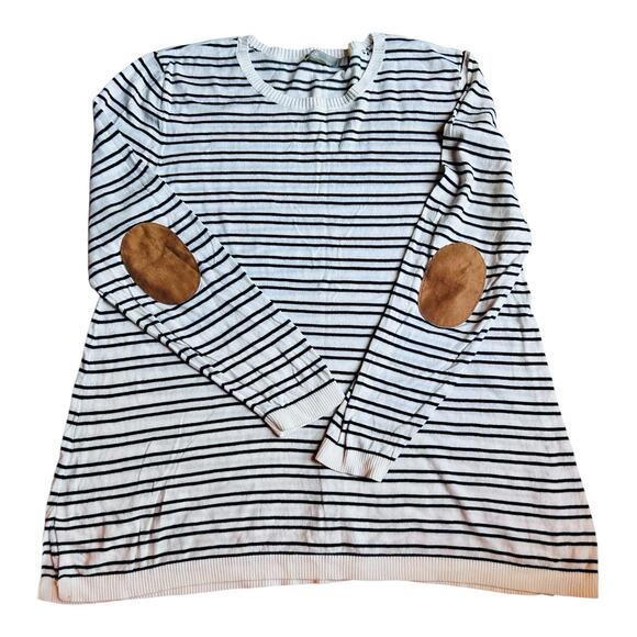 ASOS Stripe Sweater With Elbow Patches White/navy US22 EU54‎ - Picture 2 of 10